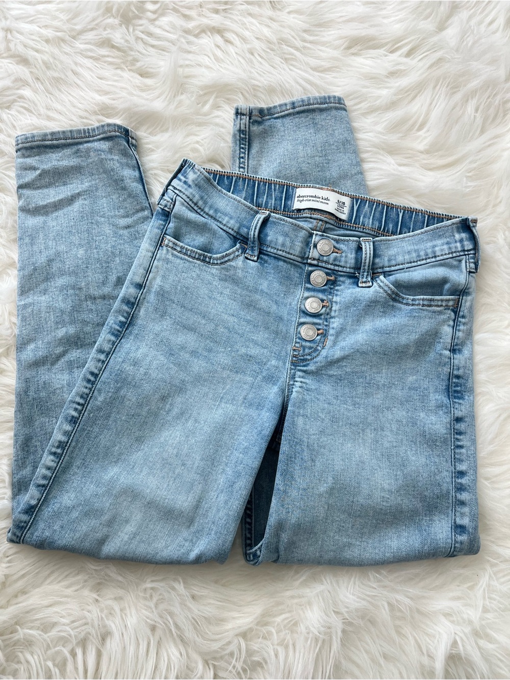 abercrombie kids Light Blue Button-Fly High-Rise Jeans size 9/10 Long